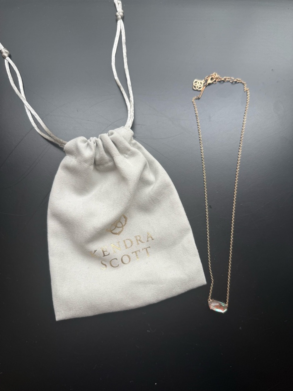 Kendra Scott Gold Chain Necklace with Iridescent Clear Stone